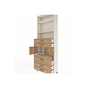 Arges Dolap 4 Raflı 5 Çekmeceli 2 Kapaklı 88x30x243 Aytaşı-çam