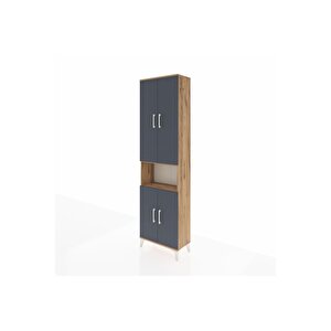Arges Dolap 3 Raflı 4 Kapaklı Tek Askılı 60x30x221 Çam-antrasit