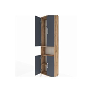 Arges Dolap 3 Raflı 4 Kapaklı Tek Askılı 60x30x221 Çam-antrasit