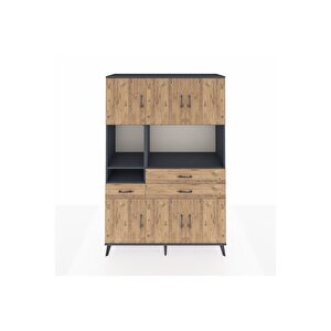 Hyperion Gardrop 9 Raflı 3 Çekmeceli 6 Kapaklı 132x44x195 Antrasit-çam