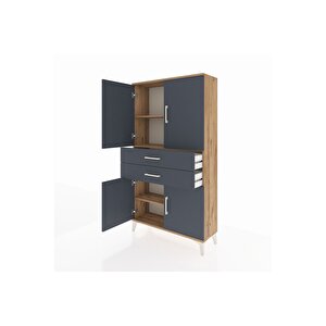 Arges Dolap 3 Raflı 2 Çekmeceli 4 Kapaklı 88x30x163 Çam-antrasit