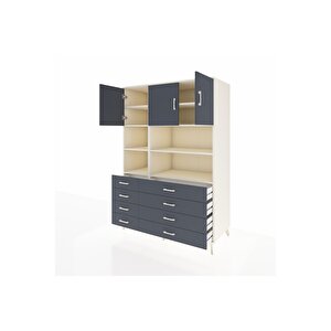 Kronos Dolap 8 Raflı 8 Çekmeceli 3 Kapaklı 132x59x195 Aytaşı-antrasit/antrasit