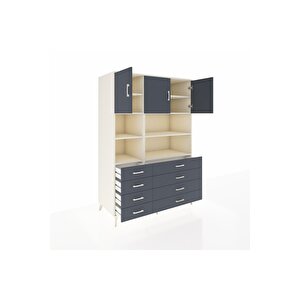 Kronos Dolap 8 Raflı 8 Çekmeceli 3 Kapaklı 132x59x195 Aytaşı-antrasit/antrasit