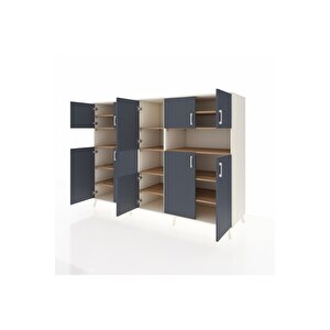 Kronos Dolap 14 Raflı 10 Kapaklı 220x59x163 Aytaşı-antrasit/çam