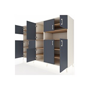 Kronos Dolap 14 Raflı 10 Kapaklı 220x59x163 Aytaşı-antrasit/çam