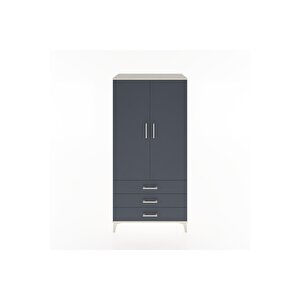 Hyperion Dolap Tek Raflı 3 Çekmeceli Tek Askılı 88x44x182 Aytaşı-antrasit