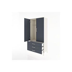 Hyperion Dolap Tek Raflı 3 Çekmeceli Tek Askılı 88x44x182 Aytaşı-antrasit