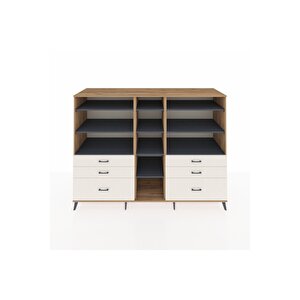Kronos Dolap 10 Raflı 6 Çekmeceli  220x59x163 Çam-antrasit/aytaşı