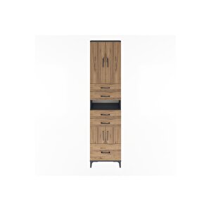 Arges Dolap 4 Raflı 5 Çekmeceli 4 Kapaklı 60x30x243 Antrasit-çam