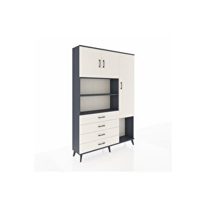 Arges Gardrop 8 Raflı 4 Çekmeceli 3 Kapaklı 132x30x195 Antrasit-aytaşı