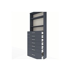 Arges Dolap 3 Raflı 7 Çekmeceli 88x30x243 Antrasit-antrasit