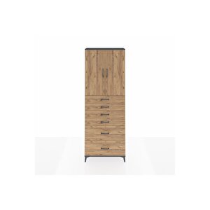 Arges Dolap 3 Raflı 6 Çekmeceli 2 Kapaklı 88x30x243 Antrasit-çam