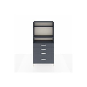 Arges Dolap 3 Raflı 4 Çekmeceli 88x30x182 Antrasit-antrasit