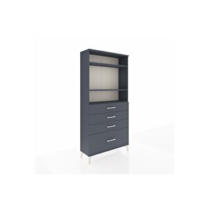 Arges Dolap 3 Raflı 4 Çekmeceli 88x30x182 Antrasit-antrasit