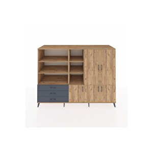 Kronos Dolap 11 Raflı 3 Çekmeceli 5 Kapaklı 220x59x163 Çam-çam/antrasit