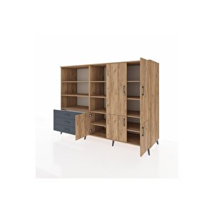 Kronos Dolap 11 Raflı 3 Çekmeceli 5 Kapaklı 220x59x163 Çam-çam/antrasit