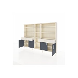 Arges Dolap 12 Raflı 2 Çekmeceli 4 Kapaklı 220x30x163 Aytaşı-antrasit/aytaşı