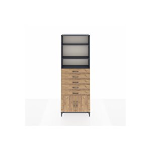 Arges Dolap 3 Raflı 5 Çekmeceli 2 Kapaklı 88x30x243 Antrasit-çam