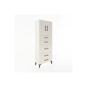 Arges Dolap 2 Raflı 5 Çekmeceli 2 Kapaklı 60x30x163 Aytaşı-aytaşı