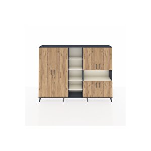 Arges Dolap 13 Raflı 6 Kapaklı 220x30x163 Antrasit-çam/aytaşı