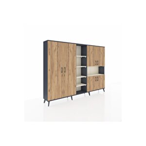 Arges Dolap 13 Raflı 6 Kapaklı 220x30x163 Antrasit-çam/aytaşı