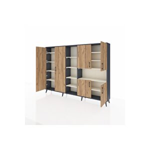 Arges Dolap 13 Raflı 6 Kapaklı 220x30x163 Antrasit-çam/aytaşı