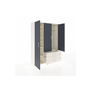 Hyperion Dolap 6 Raflı 3 Çekmeceli Tek Askılı 132x44x195 Aytaşı-antrasit/aytaşı