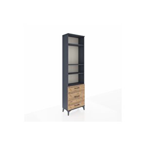 Arges Dolap 4 Raflı 3 Çekmeceli 60x30x221 Antrasit-çam