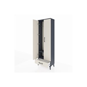 Arges Dolap 2 Raflı Tek Çekmeceli Tek Askılı 60x30x182 Antrasit-aytaşı