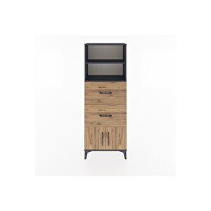 Arges Dolap 2 Raflı 2 Çekmeceli 2 Kapaklı 60x30x163 Antrasit-çam