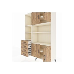 Hyperion Gardrop 8 Raflı 4 Çekmeceli 4 Kapaklı 132x44x195 Aytaşı-çam