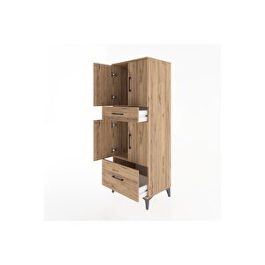 Hyperion Dolap 2 Raflı 2 Çekmeceli 4 Kapaklı 60x44x163 Çam-çam