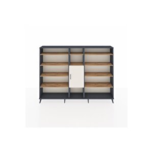 Arges Dolap 12 Raflı Tek Kapaklı  220x30x163 Antrasit-aytaşı/çam