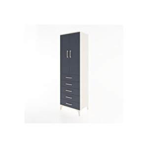 Hyperion Dolap Tek Raflı 5 Çekmeceli Tek Askılı 60x44x195 Aytaşı-antrasit