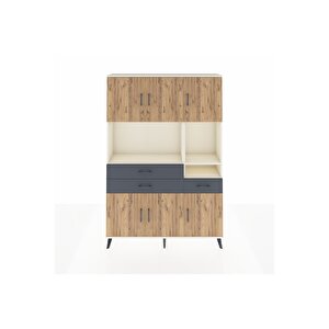 Arges Dolap 9 Raflı 3 Çekmeceli 6 Kapaklı 132x30x195 Aytaşı-çam/antrasit