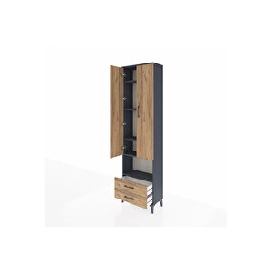 Arges Dolap 5 Raflı 2 Çekmeceli 2 Kapaklı 60x30x221 Antrasit-çam