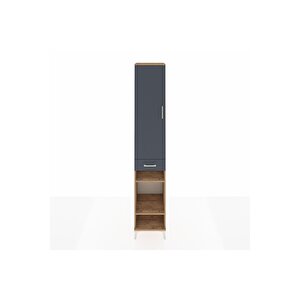 Hyperion Dolap 6 Raflı Tek Çekmeceli Tek Kapaklı 44x44x243 Çam-antrasit