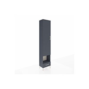 Arges Dolap 3 Raflı Tek Çekmeceli Tek Askılı 44x30x221 Antrasit-antrasit