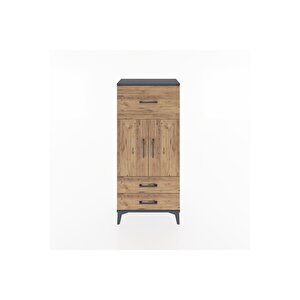 Hyperion Dolap 2 Raflı 3 Çekmeceli 2 Kapaklı 60x44x134 Antrasit-çam