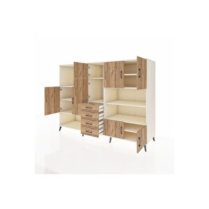 Kronos Dolap 9 Raflı 4 Çekmeceli 8 Kapaklı 220x59x163 Aytaşı-çam