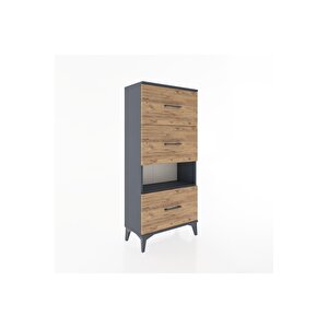 Hyperion Dolap Tek Raflı 3 Çekmeceli 60x44x134 Antrasit-çam