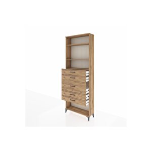 Arges Dolap 3 Raflı 5 Çekmeceli 88x30x243 Çam-çam