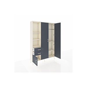 Arges Gardrop 5 Raflı 2 Çekmeceli Tek Askılı 132x30x195 Aytaşı-antrasit