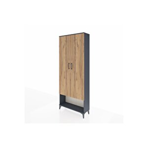 Arges Dolap 2 Raflı 2 Kapaklı Tek Askılı 88x30x221 Antrasit-çam