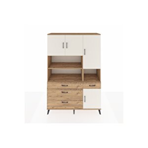 Hyperion Dolap 9 Raflı 4 Çekmeceli 4 Kapaklı 132x44x195 Çam-aytaşı/çam