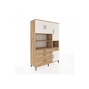 Hyperion Dolap 9 Raflı 4 Çekmeceli 4 Kapaklı 132x44x195 Çam-aytaşı/çam