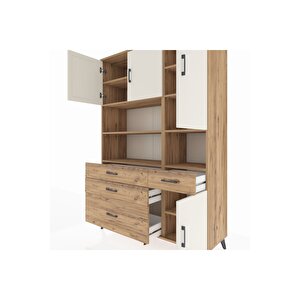 Hyperion Dolap 9 Raflı 4 Çekmeceli 4 Kapaklı 132x44x195 Çam-aytaşı/çam