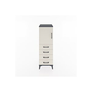 Hyperion Dolap 2 Raflı 4 Çekmeceli Tek Kapaklı 44x44x134 Antrasit-aytaşı