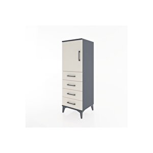 Hyperion Dolap 2 Raflı 4 Çekmeceli Tek Kapaklı 44x44x134 Antrasit-aytaşı