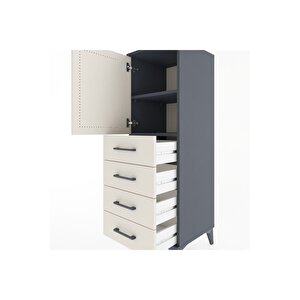 Hyperion Dolap 2 Raflı 4 Çekmeceli Tek Kapaklı 44x44x134 Antrasit-aytaşı